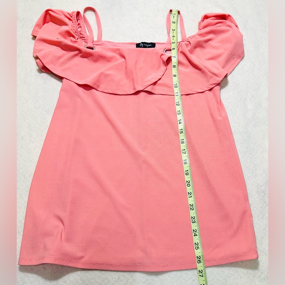 Pink Ruffle Off-Shoulder Top - Picture 6 of 7